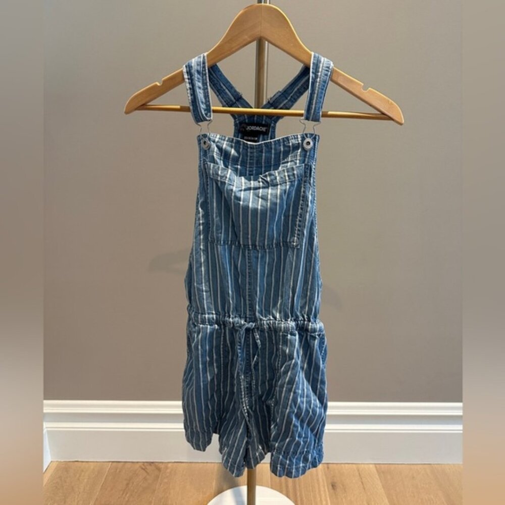 Jordache Navy & White Stripe Short Overalls – Size XS